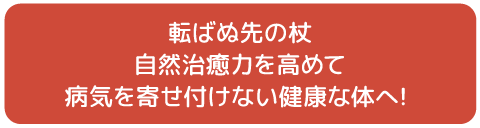 転ばぬ先の杖•自然治癒力を高めて病気を寄せ付けない健康な体へ！